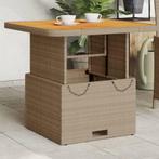vidaXL Tuintafel 80x80x71 cm poly rattan en acaciahout beige, Tuin en Terras, Tuintafels, Verzenden, Nieuw