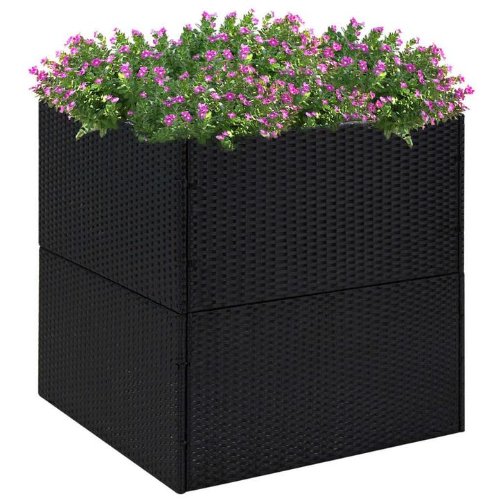 vidaXL Plantenbak 80x80x80 cm poly rattan zwart, Tuin en Terras, Bloembakken en Plantenbakken, 60 tot 100 cm, Nieuw, Kunststof