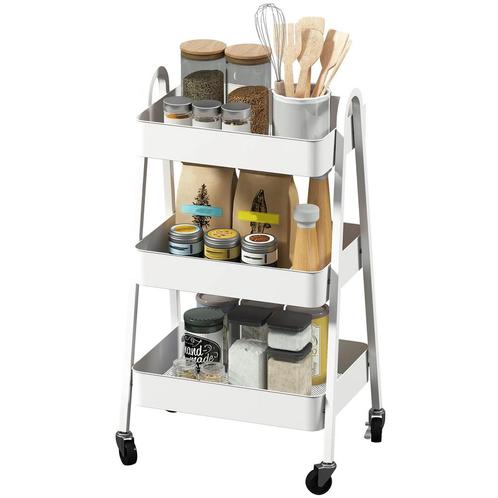 TRUUSK Serveerwagen Met 3 Niveaus Keukenwagen Met Wielen Han, Huis en Inrichting, Keuken | Keukenbenodigdheden, Nieuw, Verzenden