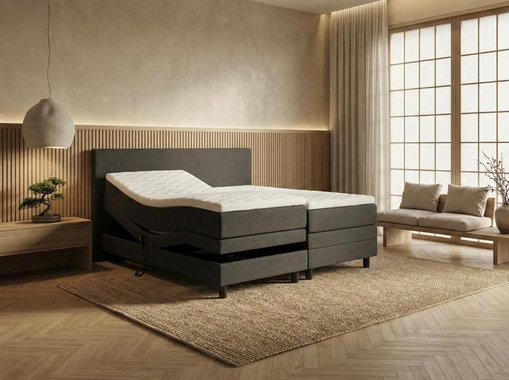 Elektrische Boxspring Eefje - Antraciet - 200 x 210 cm, Huis en Inrichting, Slaapkamer | Boxsprings, 210 cm, Overige kleuren, Overige maten