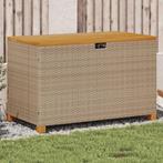 vidaXL Tuinbox 110x55x63 cm poly rattan en acaciahout beige, Verzenden, Nieuw