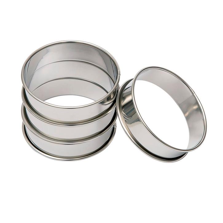 BrandNewCake Flan/Cake Ringen RVS Ø8cm Set/4, Hobby en Vrije tijd, Taarten en Cupcakes maken, Nieuw, Verzenden
