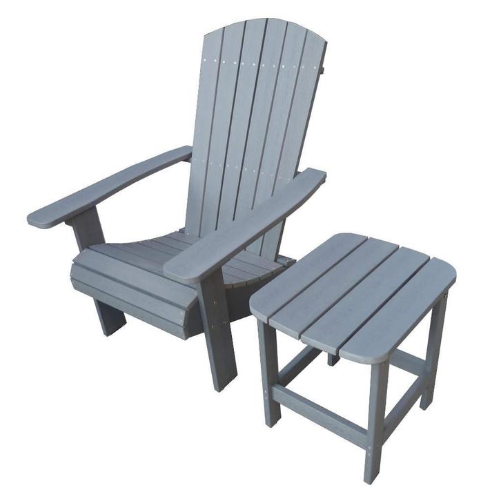 Onderhoudsvrije tuinset - Belize - Grijs - Kunststof, Tuin en Terras, Tuinsets en Loungesets, Tuinset, Bijzettafel, Stoel, Nieuw
