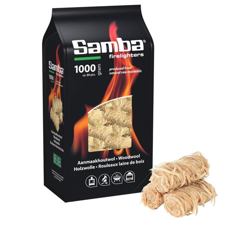 Samba Aanmaakwokkels van houtwol - plantaardige was - sne..., Tuin en Terras, Barbecue-accessoires, Nieuw, Ophalen of Verzenden