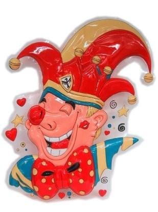 Wanddecoratie Clown Prins Carnaval 60cm, Hobby en Vrije tijd, Feestartikelen, Nieuw, Verzenden