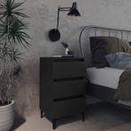 vidaXL Nachtkastje met metalen poten 40x35x69 cm zwart, Huis en Inrichting, Slaapkamer | Nachtkastjes, Minder dan 45 cm, Verzenden