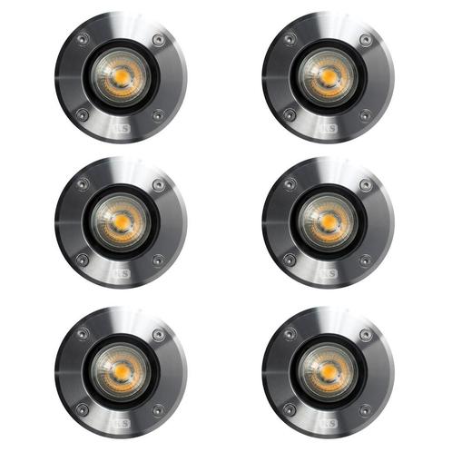 Grondspot LED Ø11 Rond RVS set (6-stuks) Tuinverlichting, Tuin en Terras, Buitenverlichting, Verzenden