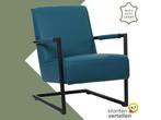 Leren fauteuil Lodge - Toledo Turquoise (blauw), Huis en Inrichting, Fauteuils, Industrieel, Modern, Scandinavisch, Nieuw, Ophalen of Verzenden