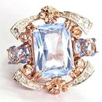 Zonder minimumprijs - Ring - 9 kt. Roségoud, Zilver Topaas -, Nieuw
