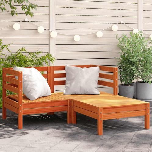 vidaXL Tuinbank 2-zits met voetenbank massief grenenhout, Tuin en Terras, Tuinsets en Loungesets, Nieuw, Verzenden