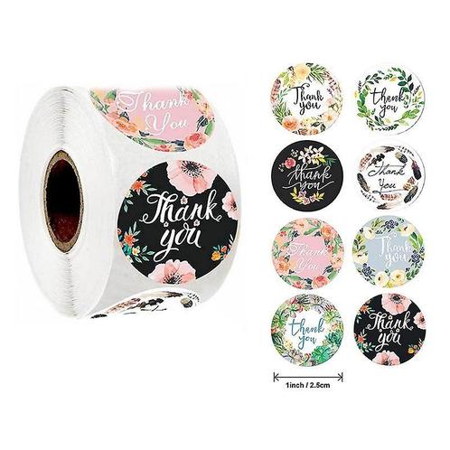 500 Stickers Labels Rol Thank you Bloemen A17 rol etiketten, Huis en Inrichting, Woonaccessoires | Kunstplanten en Kunstbloemen