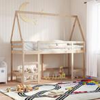 vidaXL Halfhoogslaper met ladder en bedhuis grenenhout, 90 cm, Eenpersoons, Bruin, Verzenden