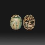 Oud-Egyptisch Verglaasde steenjaspis Scarabee. Tweede
