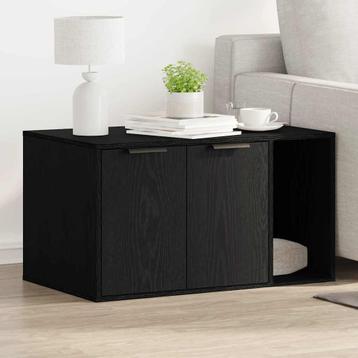 vidaXL Kattenbakomheining Zwart Eiken 80x50x45 cm Bewerkt beschikbaar voor biedingen