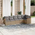vidaXL 6-delige Loungeset met kussens poly rattan beige, Tuin en Terras, Verzenden, Nieuw, Rotan, Loungeset