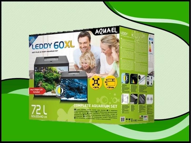 Aquael Leddy 60 XL DAY&NIGHT - zwart aquarium, Dieren en Toebehoren, Vissen | Aquaria en Toebehoren, Nieuw, Verzenden