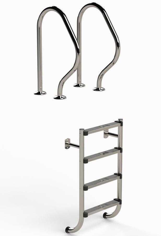 IDEAL 2-delige RVS zwembadtrap 4 treden - AISI 304, Tuin en Terras, Zwembad-toebehoren, Nieuw, Verzenden