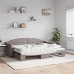 vidaXL Slaapbank met onderschuifbed 80x200 cm stof taupe, Huis en Inrichting, Slaapkamer | Bedden, Eenpersoons, Verzenden, Nieuw