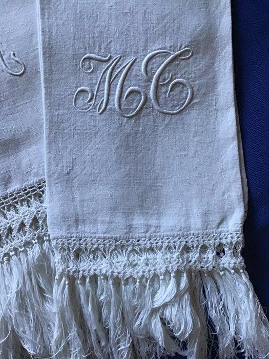 Handdoek (4) - 132 cm - 74 cm - Oude handdoeken, Antiek en Kunst, Antiek | Kleden en Textiel