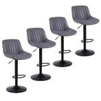 Set van 4 Barkrukken – Verstelbaar PU-Leder met Rugleuning, Huis en Inrichting, Barkrukken, Verzenden, Nieuw, 30 tot 60 cm, Metaal