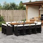vidaXL 13-delige Tuinset met kussens poly rattan zwart, Tuin en Terras, 2 zitplaatsen, Nieuw, Tuinset, Verzenden