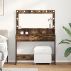 vidaXL Make-up tafel met LED-verlichting in rook eiken -, Verzenden, Nieuw