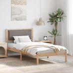 vidaXL Bedframe met hoofdeinde Taupe 90 x 190 cm Massief, Huis en Inrichting, Verzenden, Nieuw, Hout