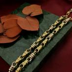 Bicolor gouden Monte Carlo schakel ketting; Heren | 59,5 cm, Sieraden, Tassen en Uiterlijk, Kettingen, Ophalen of Verzenden, Gebruikt