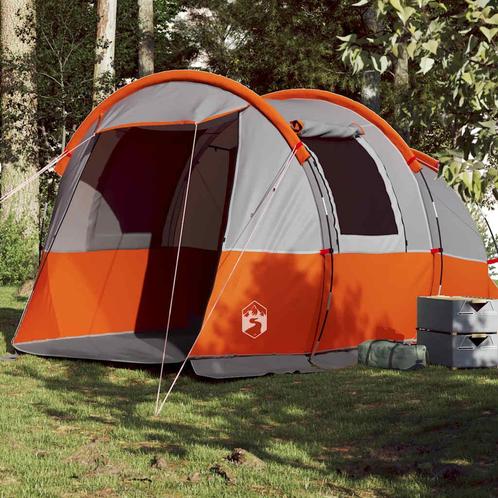 vidaXL Tunneltent 4-persoons waterdicht grijs en oranje, Caravans en Kamperen, Tenten, Nieuw, tot en met 2, Verzenden