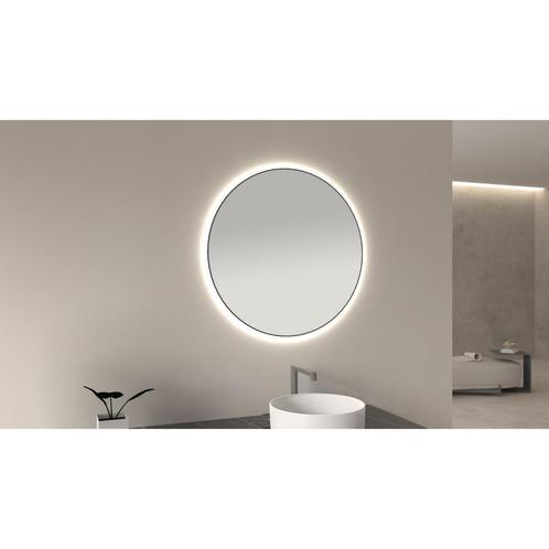 Ronde Spiegel BWS Sifo met LED, Dimbaar 60 cm Mat Zwart, Doe-het-zelf en Verbouw, Sanitair, Bad, Nieuw, Ophalen of Verzenden