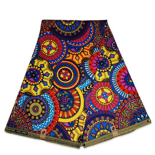 Afrikaanse print stof - Multicolor disks - 100% katoen, Hobby en Vrije tijd, Stoffen en Lappen, Nieuw, Ophalen of Verzenden