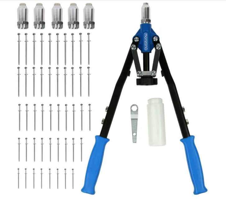 Klinknagel gun met 5 mondstukken (Gereedschap, Voor in Huis), Doe-het-zelf en Verbouw, Gereedschap | Handgereedschap, Nieuw, Verzenden