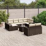 vidaXL 11-delige Loungeset met kussens poly rattan bruin, Tuin en Terras, Tuinsets en Loungesets, Meer dan 8 zitplaatsen, Nieuw
