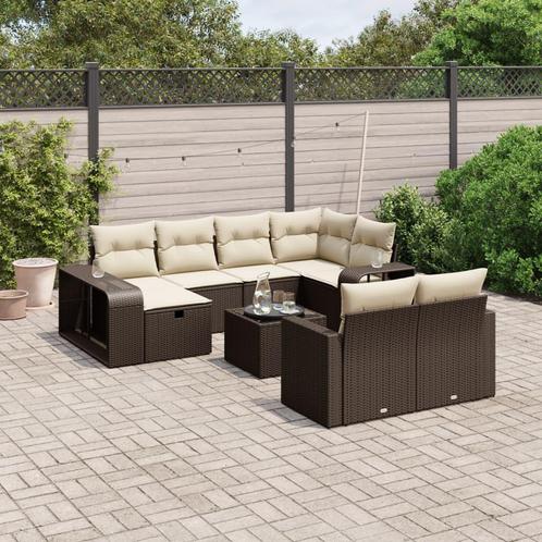 vidaXL 11-delige Loungeset met kussens poly rattan bruin, Tuin en Terras, Tuinsets en Loungesets, Loungeset, Nieuw, Meer dan 8 zitplaatsen