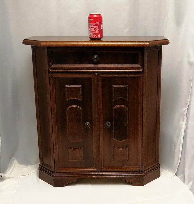 Vintage halkast met lade en rek - Kast - Hout, messing,, Antiek en Kunst, Curiosa en Brocante