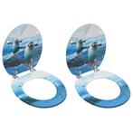 vidaXL Toiletbrillen met deksel 2 st pinguïn MDF, Verzenden, Nieuw