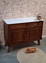 Vintage houten commode met wit marmeren blad “Britt”, 50 tot 70 cm, Ophalen of Verzenden, 100 cm of meer, Zo goed als nieuw