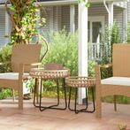 TRUUSK 2-delige Set Bijzettafel Polyrattan Ø60/41 Cm Rond We, Verzenden, Nieuw