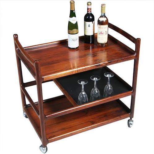 Theewagen dranken trolley 3 niveaus Palissander ca 1960 door, Antiek en Kunst, Antiek | Meubels | Tafels, Ophalen of Verzenden