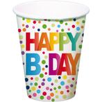 Verjaardag Bekers Happy Birthday Stippen 250ml 8st, Verzenden, Nieuw