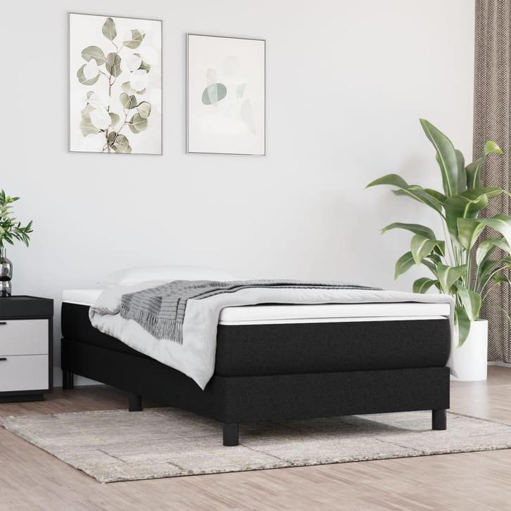 vidaXL Boxspring bed 90x200 cm stof zwart, Huis en Inrichting, Slaapkamer | Bedden, 90 cm, 200 cm, Zwart, Eenpersoons, Nieuw, Stof