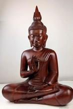 Groot standbeeld Boeddha - massief hardhout (De houtsoort, Antiek en Kunst