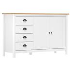 vidaXL Dressoir Hill 130x40x80 cm massief grenenhout wit, 100 tot 150 cm, Verzenden, Nieuw, Grenenhout