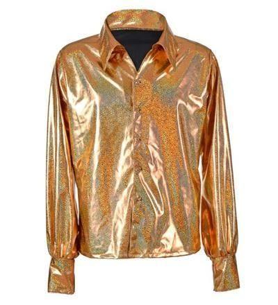 Disco jaren 70 blouse goud, Hobby en Vrije tijd, Feestartikelen, Feestartikel, Nieuw, Verzenden