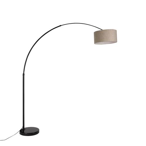 Moderne booglamp zwart met boucle kap taupe 50 cm - XXL, Huis en Inrichting, Lampen | Vloerlampen, Nieuw, Overige materialen, 200 cm of meer