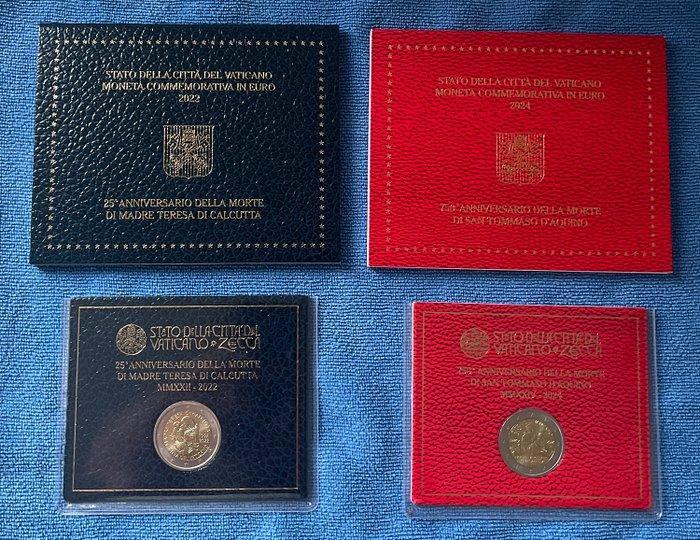 Vaticaan. 2 Euro 2022/2024 Madre Teresa + Tommaso, Postzegels en Munten, Munten | Europa | Euromunten