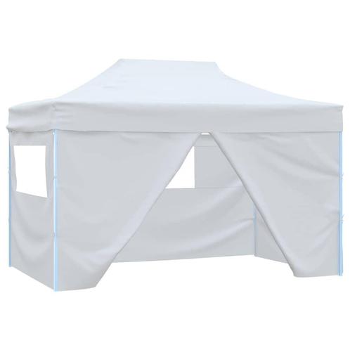 vidaXL Partytent met 4 zijwanden inklapbaar 3x4 m staal wit, Tuin en Terras, Partytenten, Partytent, Nieuw, Verzenden