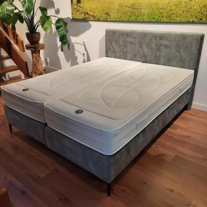 De Vries Home 2L boxspring, 160x200cm, Huis en Inrichting, Slaapkamer | Boxsprings, 160 cm, 200 cm, Grijs, Tweepersoons, Nieuw