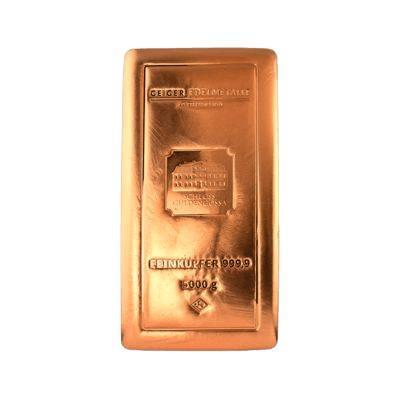 5 kilo koper baar Geiger (met certificaat), Postzegels en Munten, Edelmetalen en Baren, Platina, Verzenden