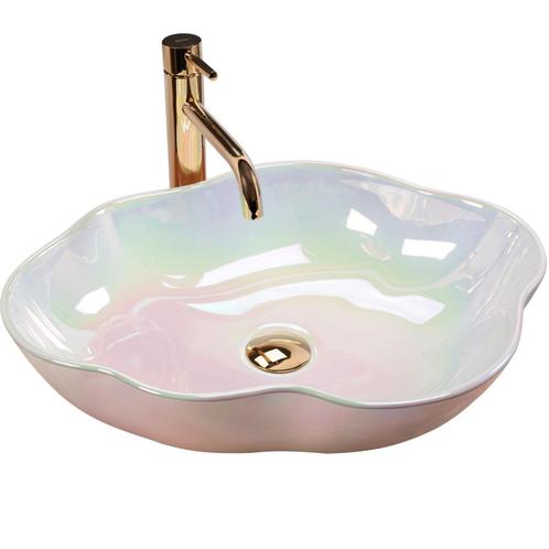 REA Vrije vorm opzetwastafel - keramiek - akoya - 50.5 cm..., Doe-het-zelf en Verbouw, Sanitair, Nieuw, Ophalen of Verzenden